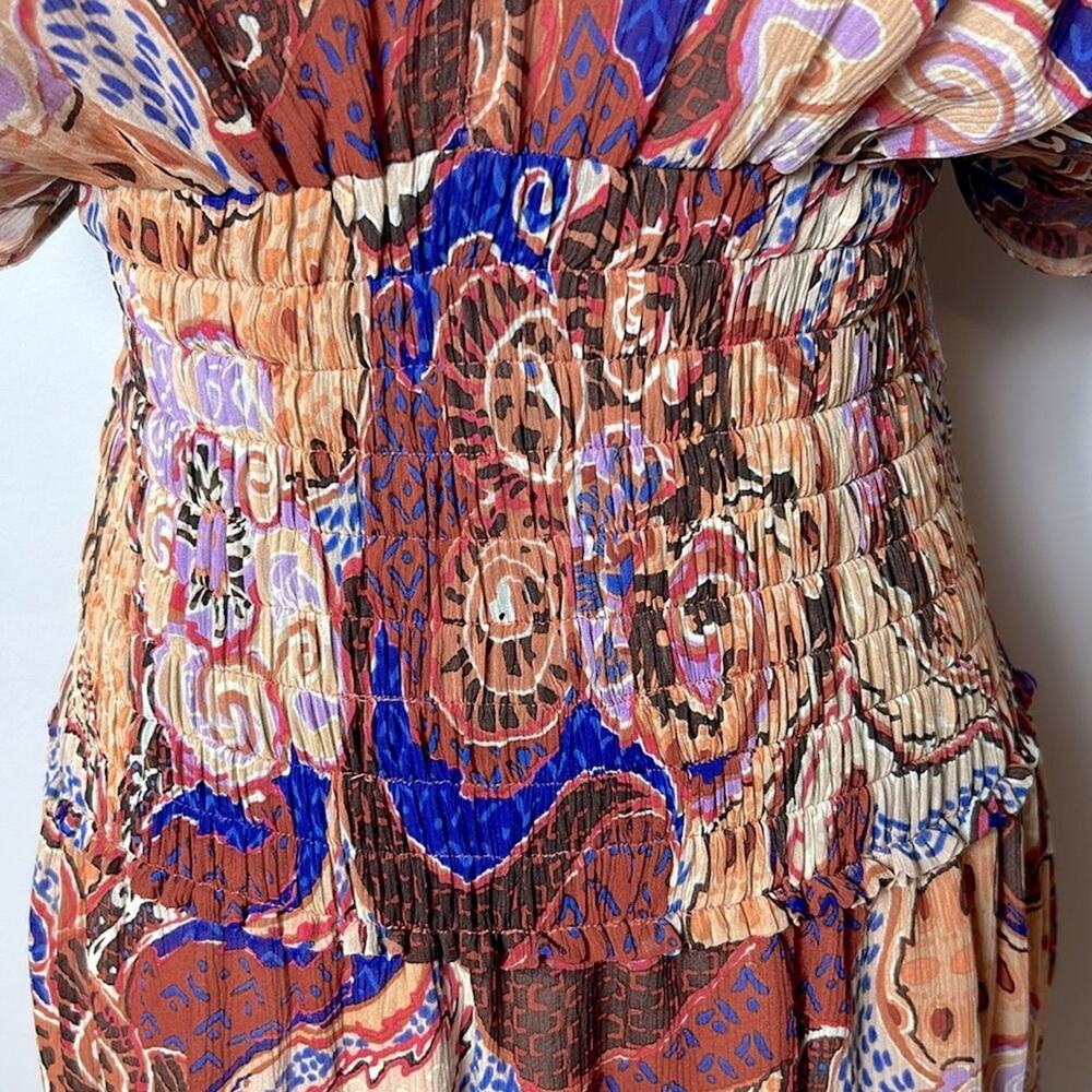 A.L.C. Lucia silk smocked waist asymmetrical hem dress - Picture 6 of 13